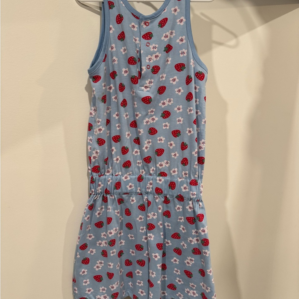 NWT Blue Sleeveless Romper with Strawberry Print